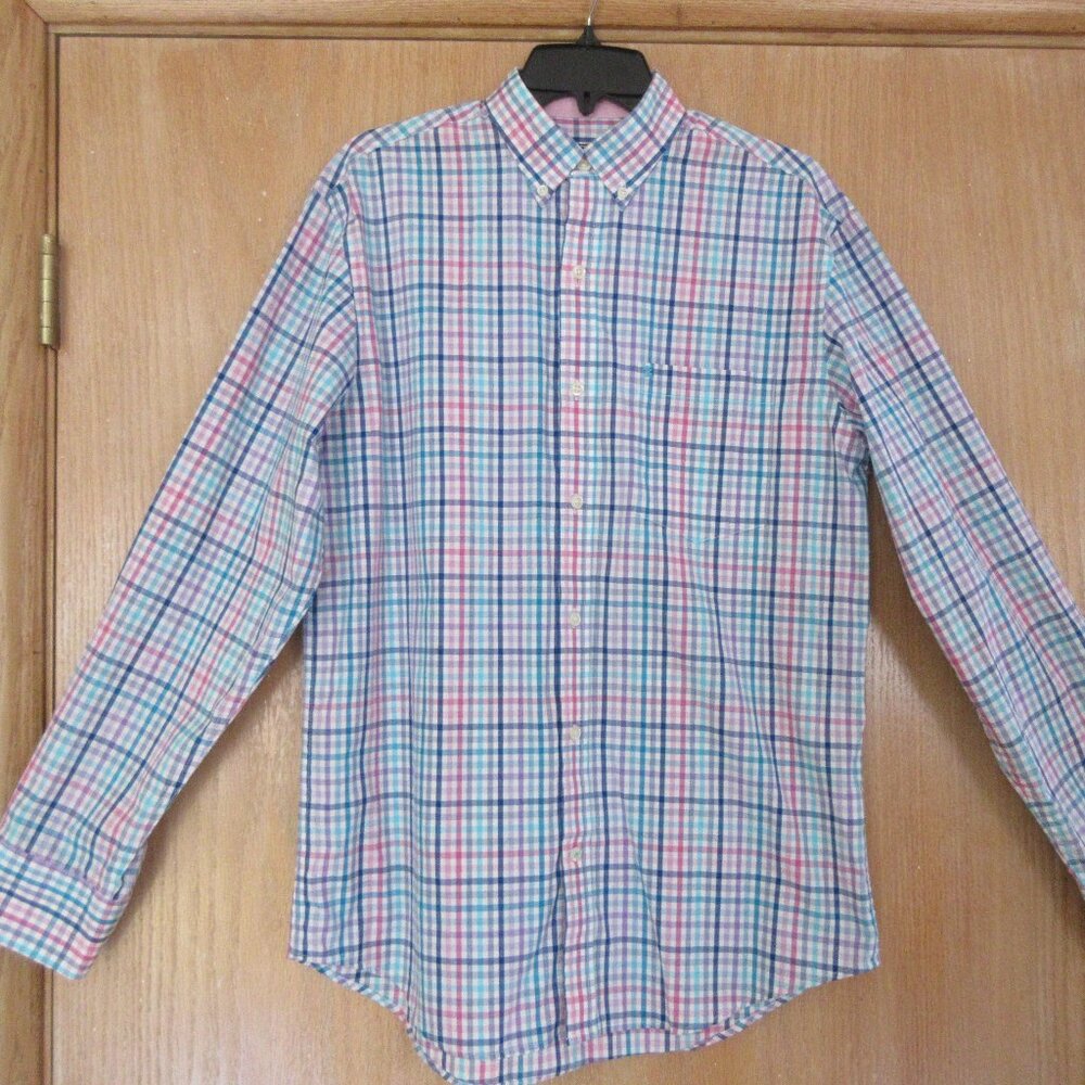 Izod- Premium Essentials- Men's button down- plaid shirt with pocket